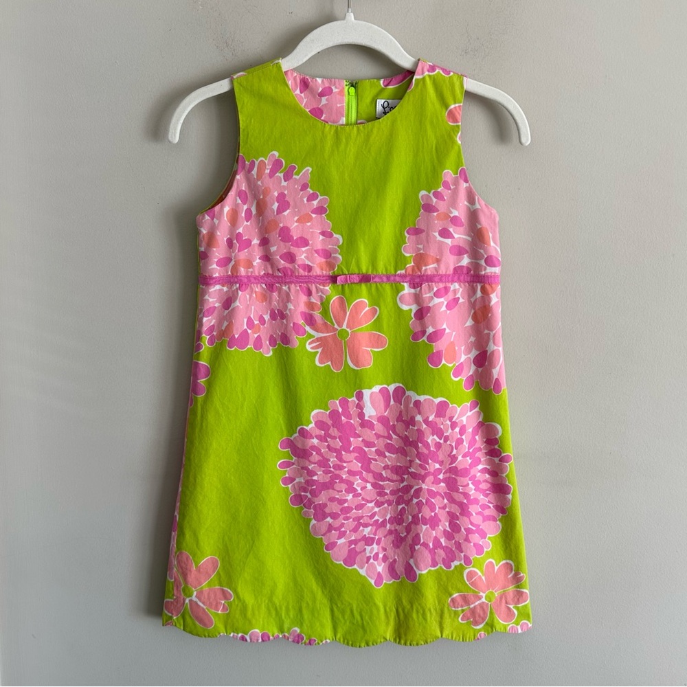 Lilly Pulitzer Girls Robyn Bardot Green Bon Bon Dress Vintage White Tag 8